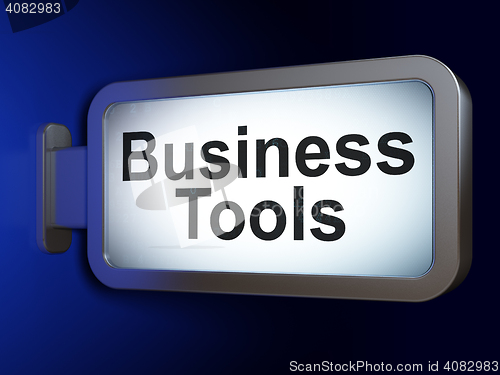 Image of Finance concept: Business Tools on billboard background