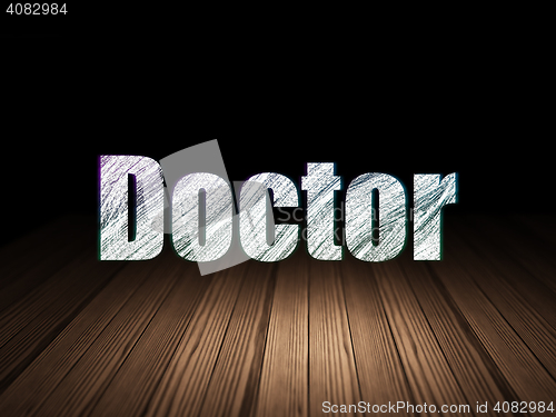 Image of Health concept: Doctor in grunge dark room