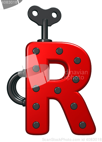 Image of letter r with decorative pieces - 3d rendering