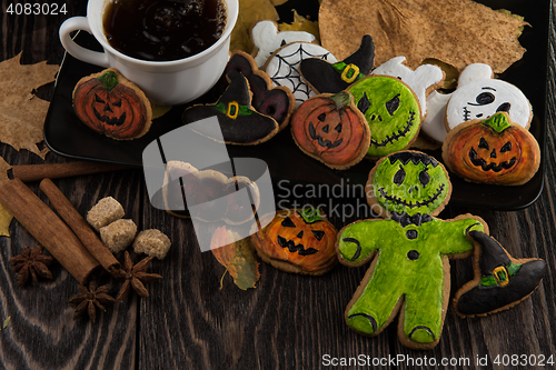 Image of Homemade delicious ginger biscuits for Halloween