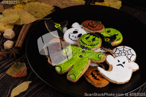 Image of Homemade delicious ginger biscuits for Halloween