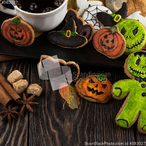 Image of Homemade delicious ginger biscuits for Halloween