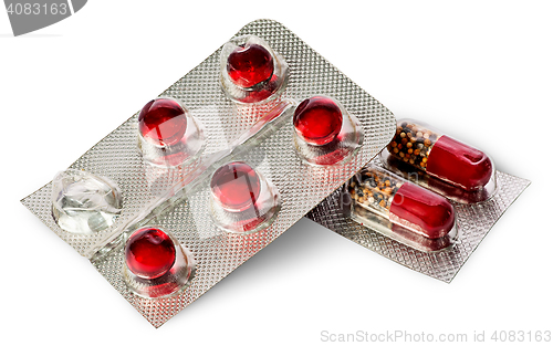 Image of Pile of pills and capsules in package