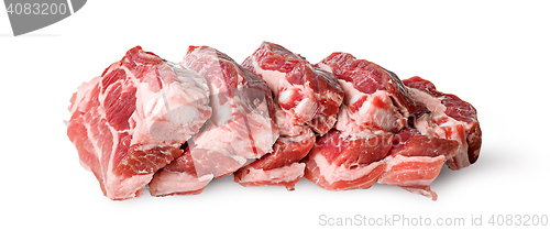 Image of Raw pork belly slices horizontally in row