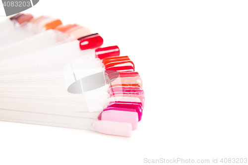 Image of Colorful palette with nail polishes