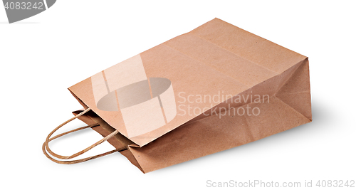 Image of Empty open brown paper bag for food lying