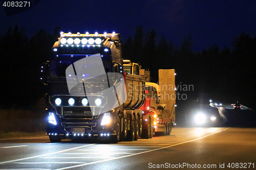 Image of Volvo FH16 Show Truck Beautiful Lighting at Night