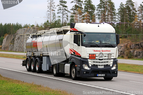 Image of New Mercedes-Benz Actros Semi Tanker on the Road