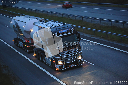 Image of Mercedes Benz Uniq Concept Trucking on Dark Road