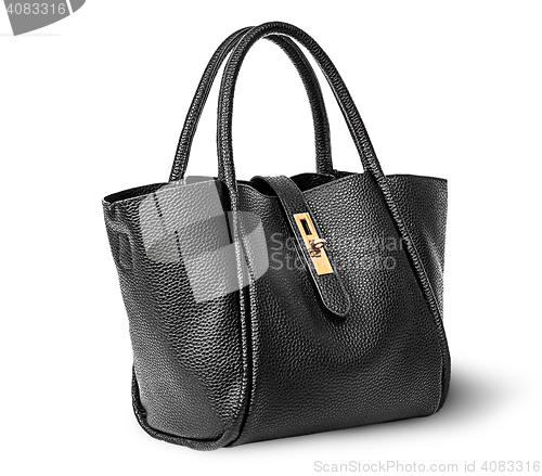 Image of Black elegant leather ladies handbag rotated