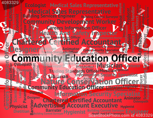 Image of Community Education Officer Indicates Team Work And Administrato