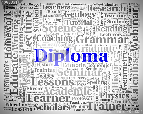 Image of Diploma Word Represents Master\'s Degree And Text