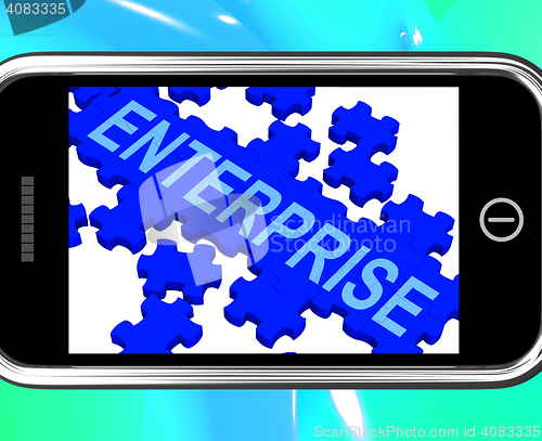 Image of Enterprise On Smartphone Showing Company Development