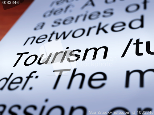 Image of Tourism Definition Closeup Showing Traveling 