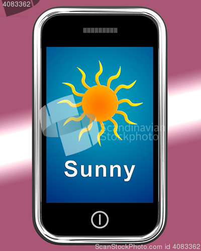 Image of Mobile Phone Shows Sunny Weather Forecast