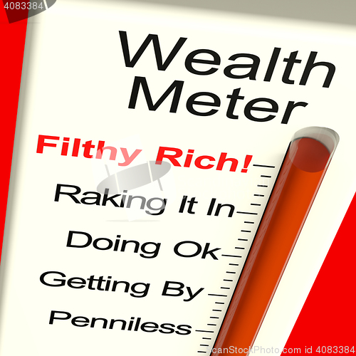Image of Wealth Meter Showing Money And Being Rich