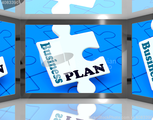 Image of Business Plan On Screen Showing Business Strategies