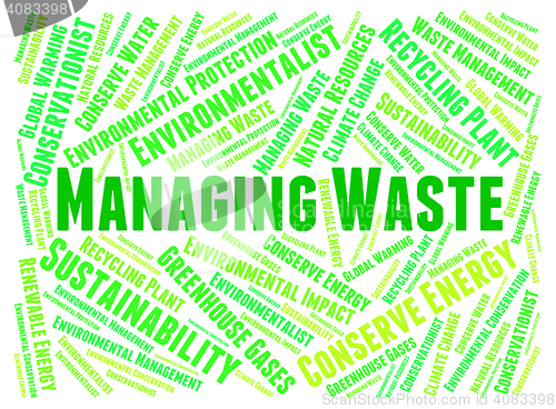 Image of Managing Waste Indicates Words Word And Text