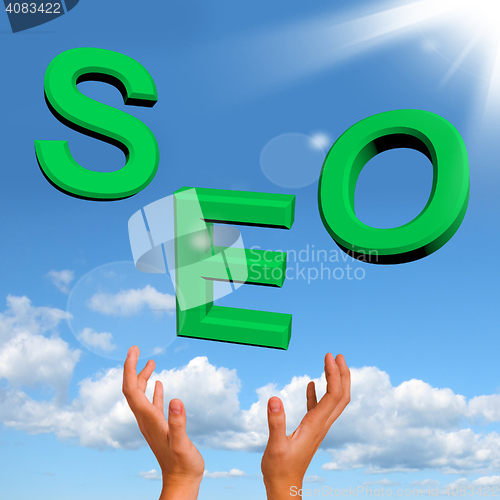 Image of Catching Seo Word Representing Internet Optimization And Promoti