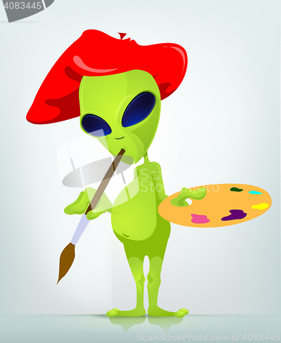 Image of Funny Alien Cartoon Illustration