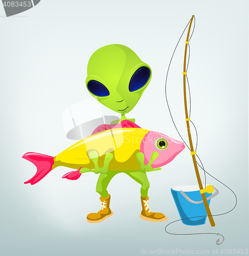 Image of Funny Alien Cartoon Illustration