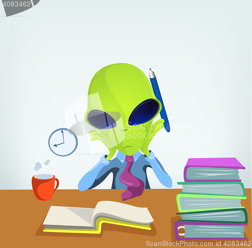 Image of Funny Alien Cartoon Illustration