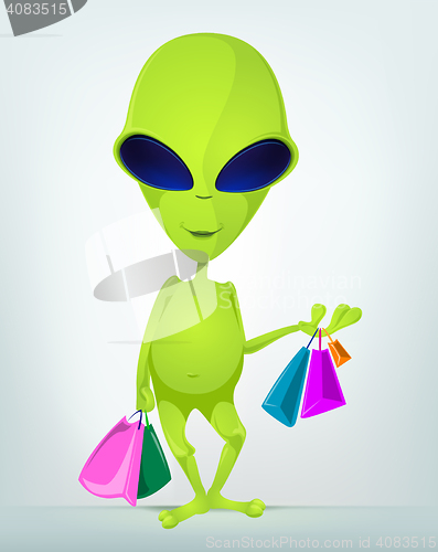 Image of Funny Alien Cartoon Illustration