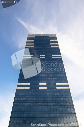Image of Skyscrapers against blue sky