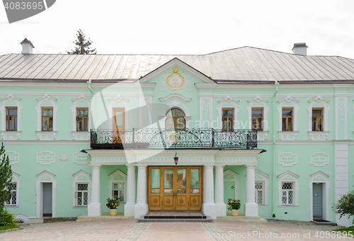 Image of Sergiev Posad - August 10, 2015: View of the building of the Metropolitan\'s chambers of Holy Trinity Sergius Lavra