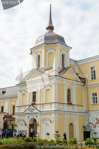 Image of Sergiev Posad - August 10, 2015: View of the church treasury bench in the housing communal cells Holy Trinity St. Sergius Lavra