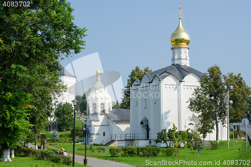 Image of Sergiev Posad - August 10, 2015: View of Friday Church and bell tower standing next to Sergiev Posad