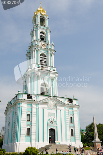 Image of Sergiev Posad - August 10, 2015: View of the bell tower of the Trinity-Sergius Lavra