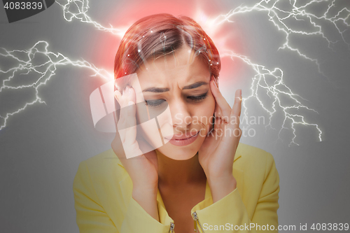 Image of The young woman\'s portrait with pain emotions