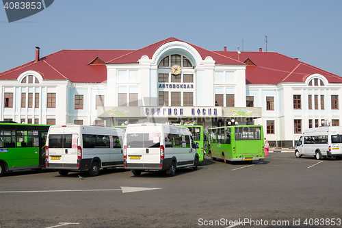 Image of Sergiev Posad - August 10, 2015: The central bus station of the Moscow city Sergiev Posad