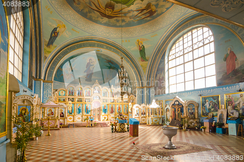 Image of Duboviy ovrag, Russia - February 20, 2016: Interior of the Church of the Holy Martyr Nikita. Volgograd region