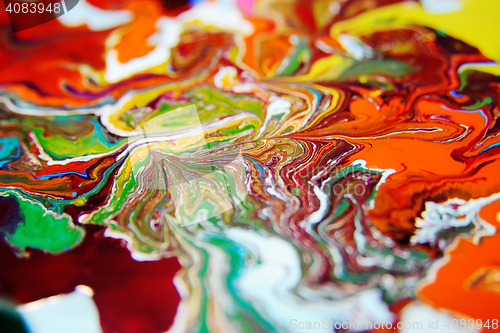 Image of mixture of colored paints close-up