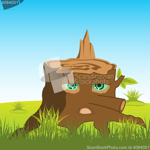Image of Cartoon stump with eye