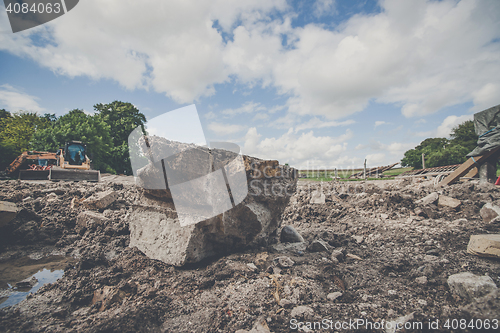 Image of Big rock at a construction site