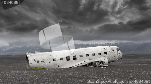 Image of The abandoned wreck of a US military plane on Southern Iceland -