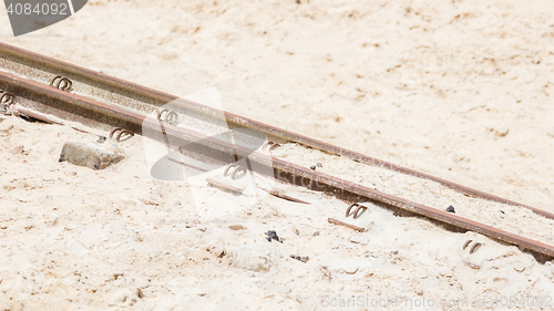 Image of Desert railroad track