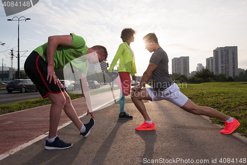 Image of multiethnic group of people on the jogging