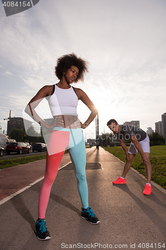 Image of multiethnic group of people on the jogging