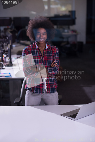 Image of portrait of a young successful African-American woman in modern 