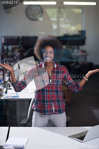 Image of portrait of a young successful African-American woman in modern 