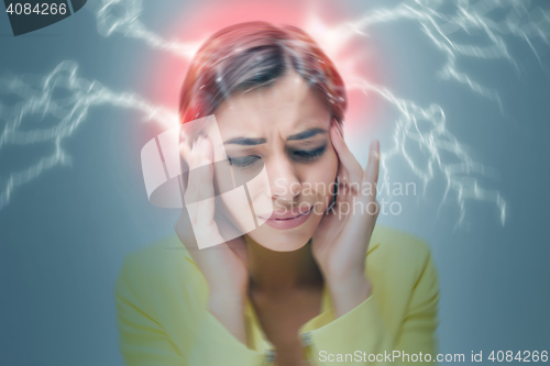 Image of The young woman\'s portrait with pain emotions