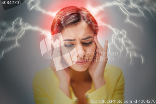 Image of The young woman\'s portrait with pain emotions