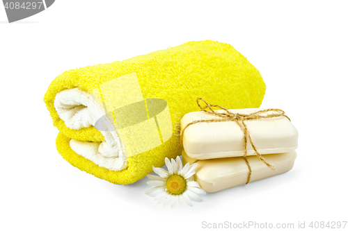 Image of Soap white with chamomile and towels