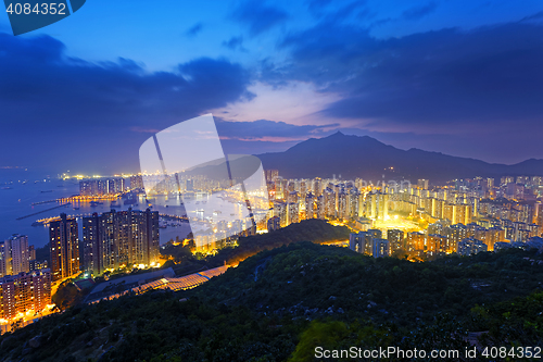 Image of Hong Kong Tuen Mun skyline and South China sea