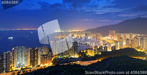 Image of Hong Kong Tuen Mun skyline and South China sea