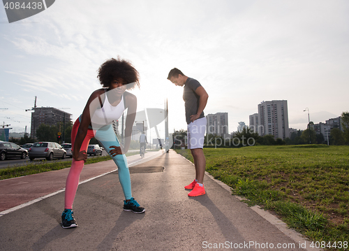 Image of multiethnic group of people on the jogging